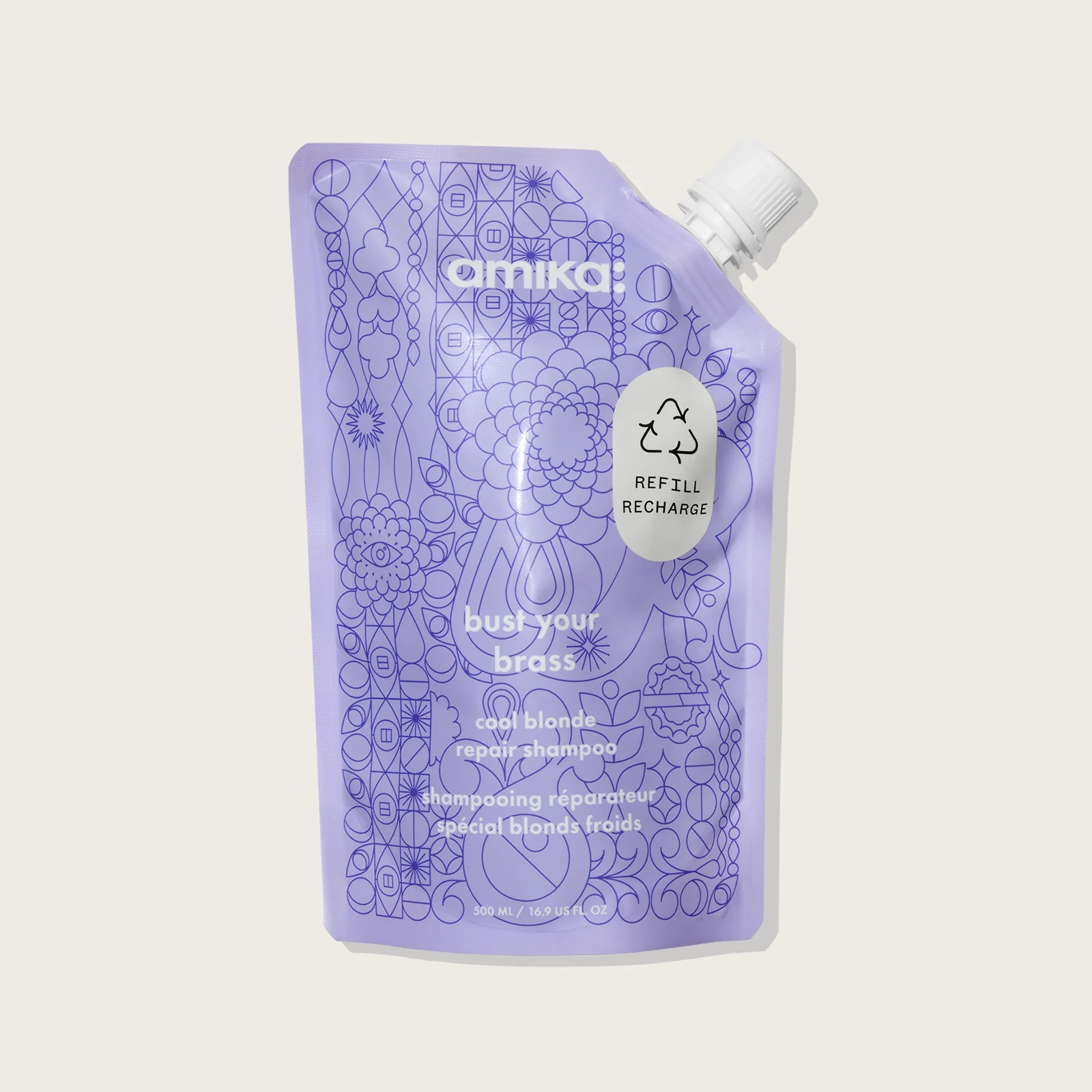 SHAMP BUST YOUR BRASS AMIKA 500ML RECHARGE