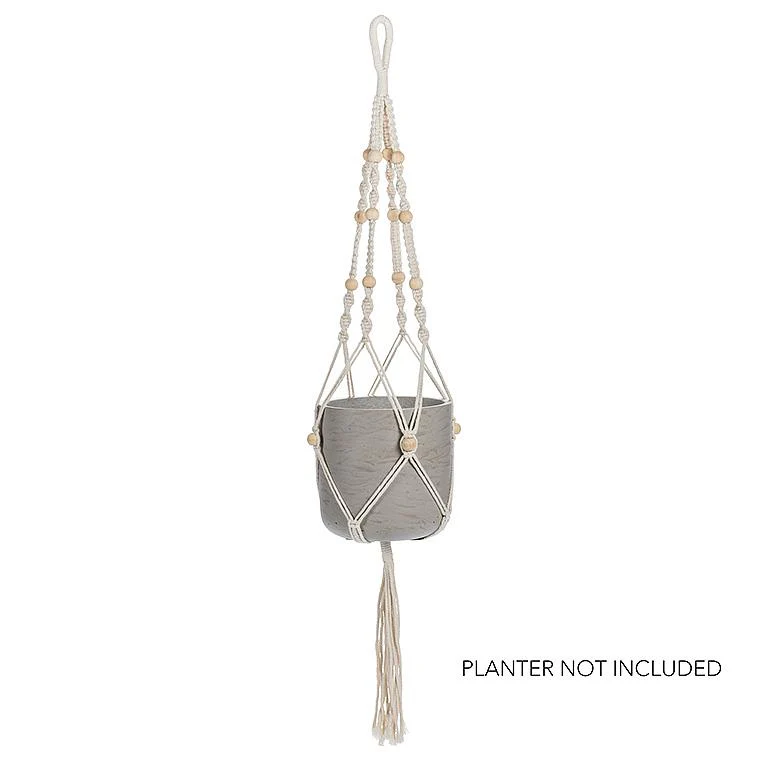 Support de plante macramé avec billes de bois – Image 3