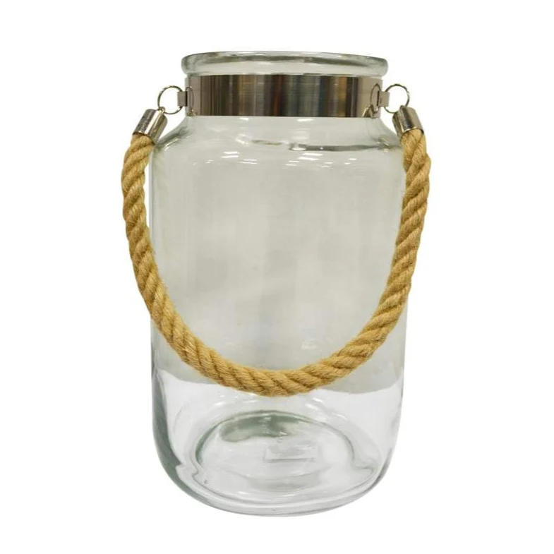 Pot verre anse jute 30cm