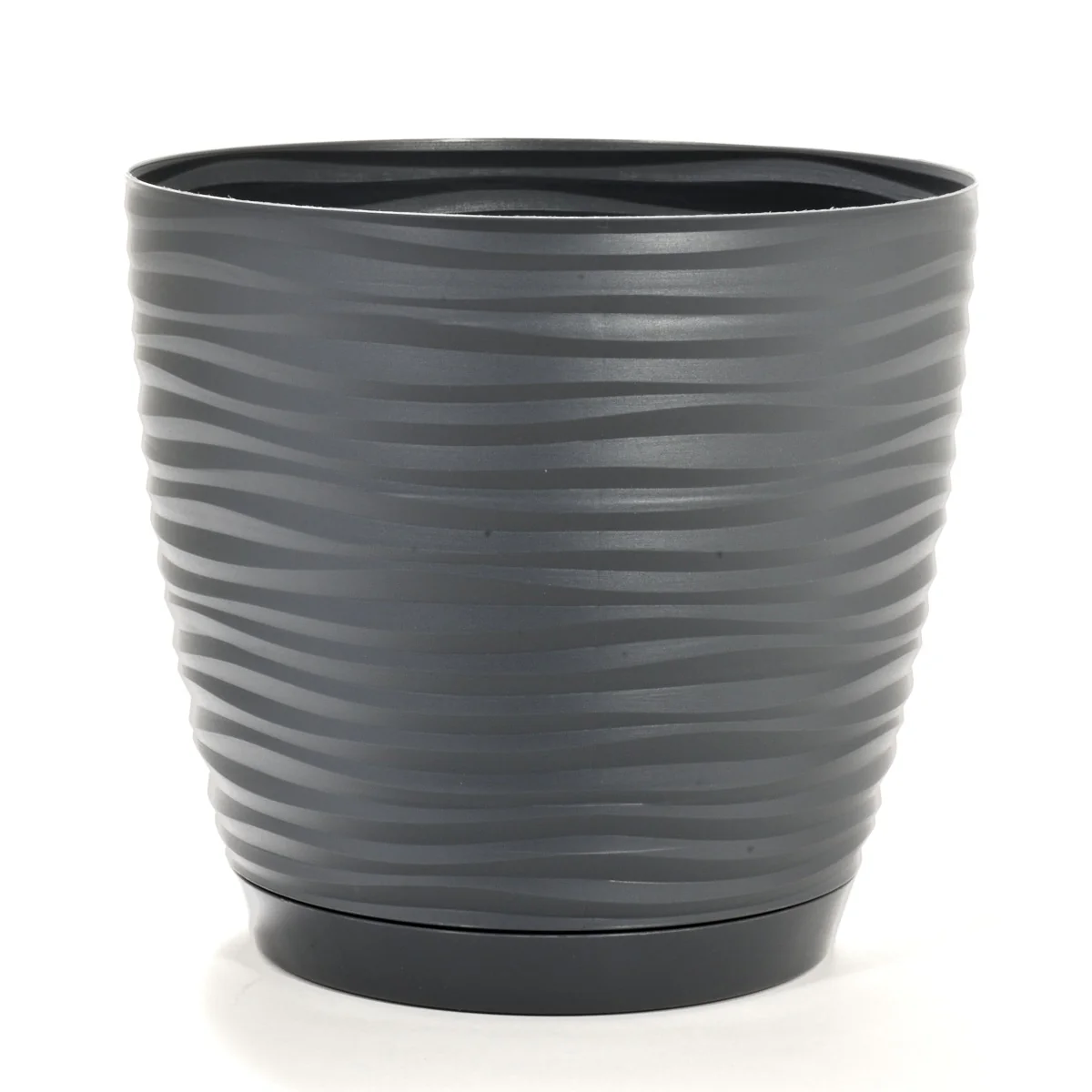 Pot rond en plastique design noir