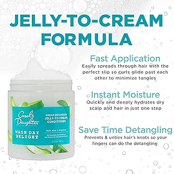 Carol’s Daughter Wash Day Delight Detangling Jelly-To-Cream Conditioner with Glycerin and Aloe, Paraben-Free for Moisture, Hydration and Shine, Moisturizing, Curly Hair , 20 Oz – Image 2