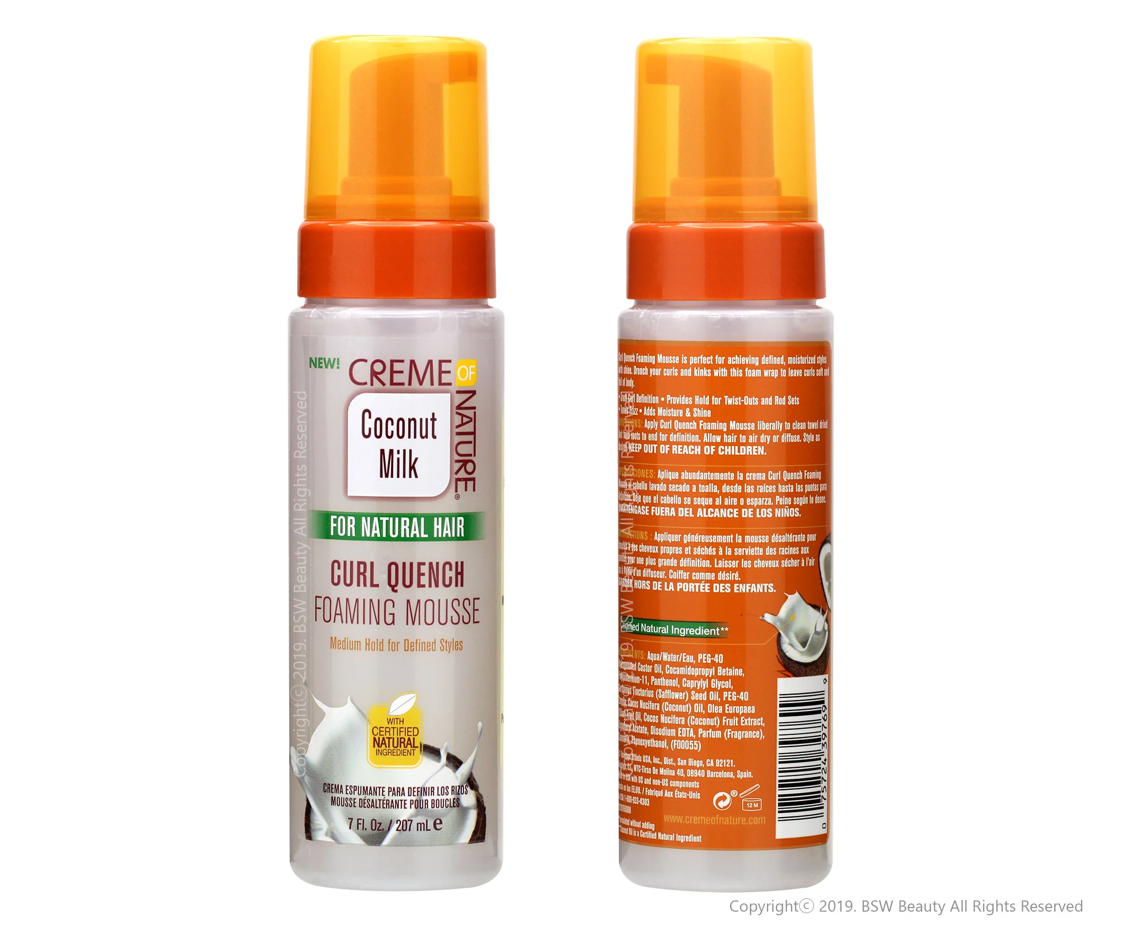 Creme Of Nature, Mousse Coiffante au Lait de Coco, Formule Infusée D’Huile de Coco, Hydratation et Définition des Boucles 207Ml