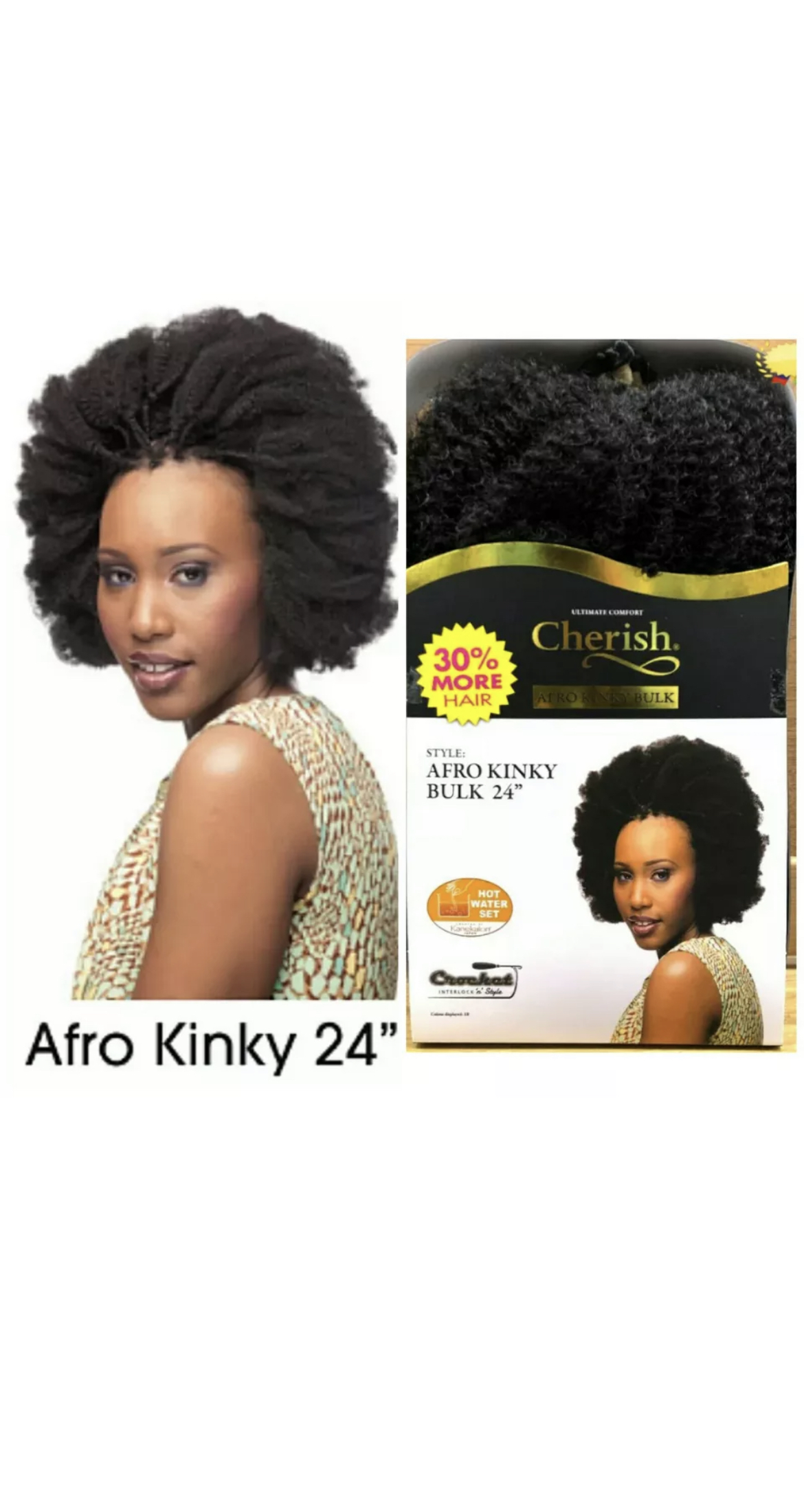 Mèche pour faire vanille et tresses CHERISH AFRO KINKY BULK 24″