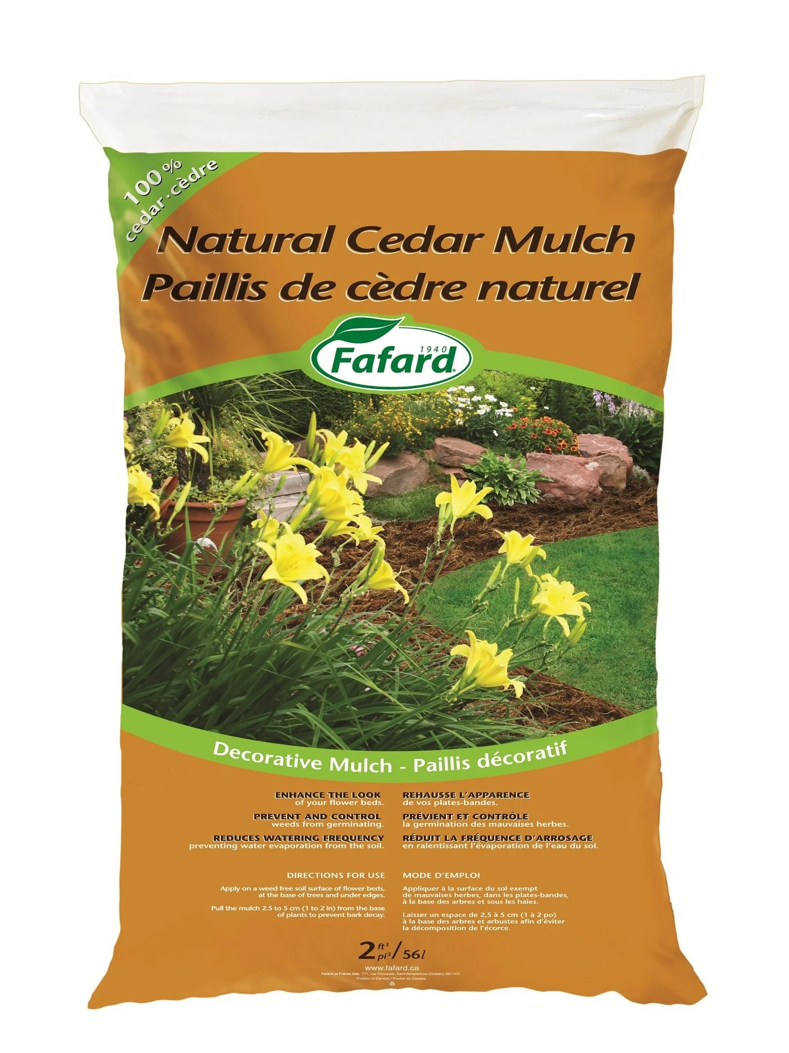 Paillis de cèdre 2 pi 3 naturel, Fafard