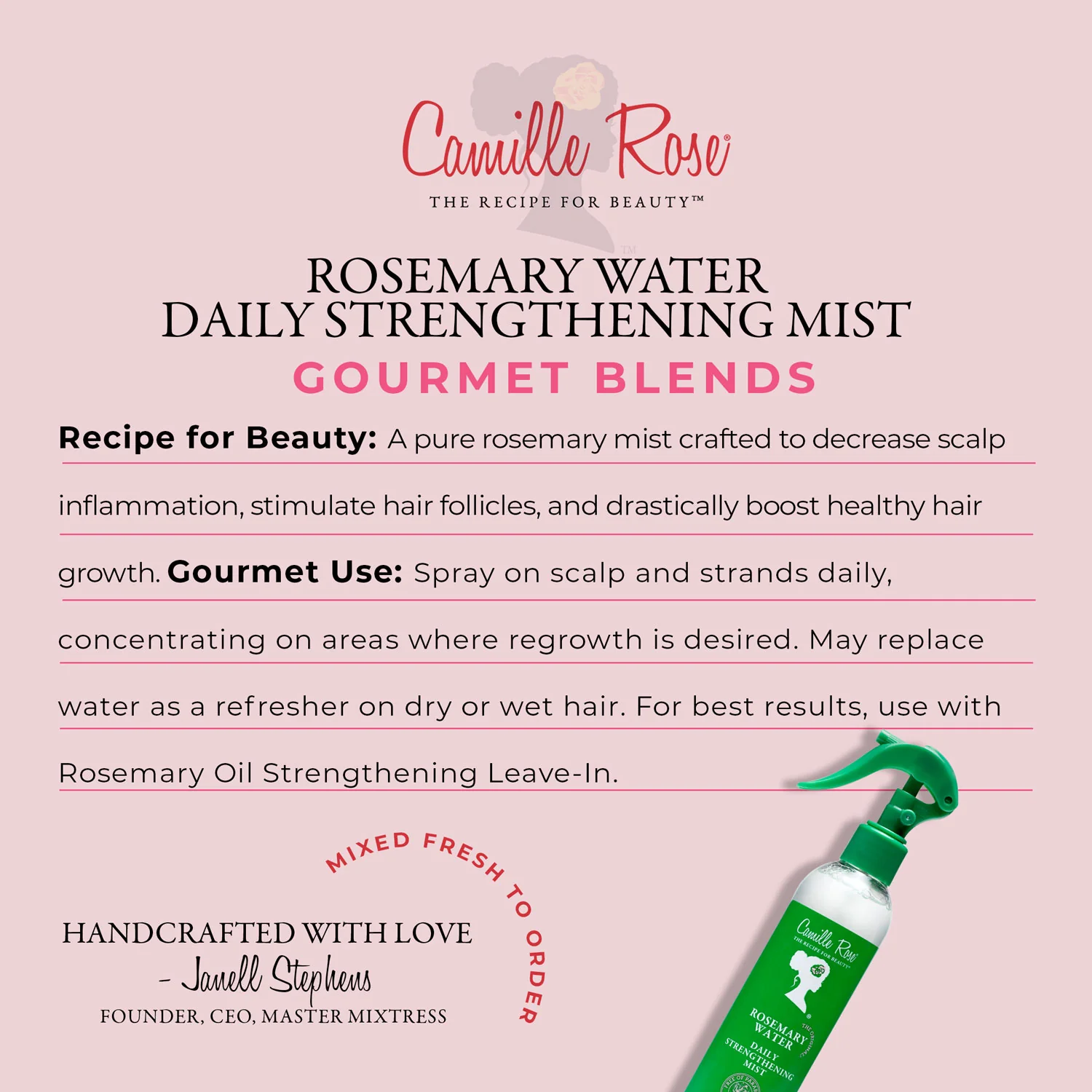 Camille Rose Rosemary Water Daily Strengthening Mist 8oz – Image 3