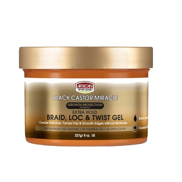 Gel Locks African Pride Black Castor Miracle Extra Hold Braid, Loc Twist Gel