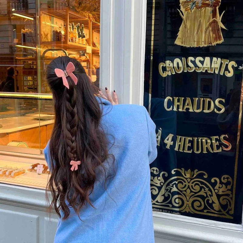 Griffe à cheveux avec nœud rose – Image 4