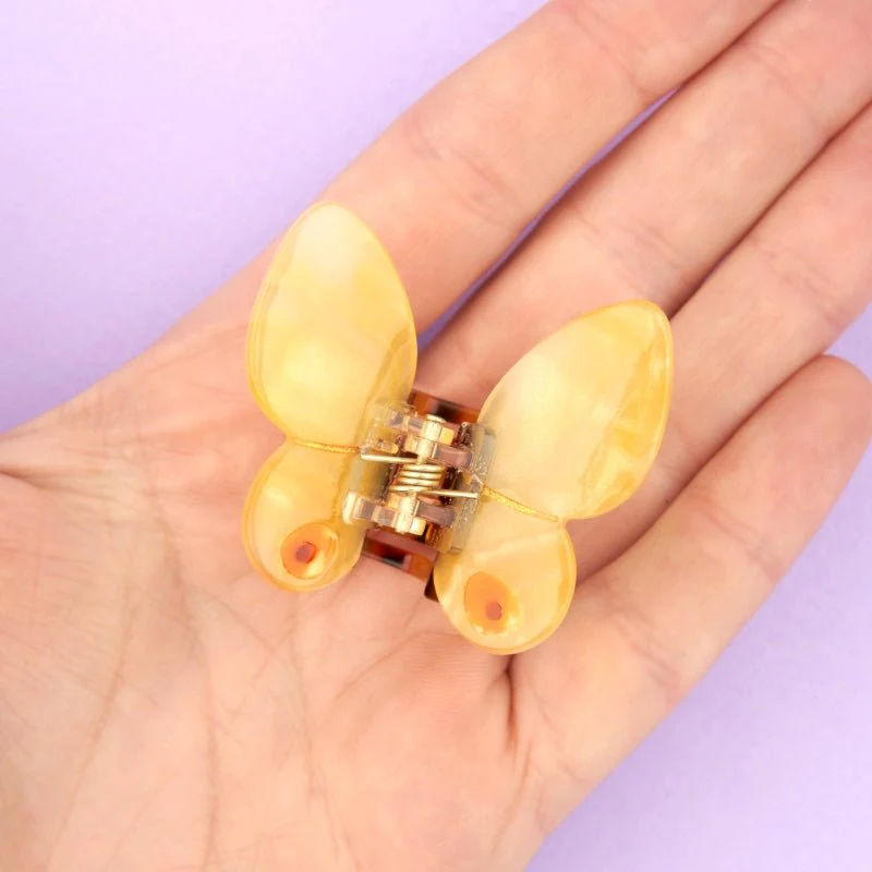 Mini griffe à cheveux papillon jaune – Image 4