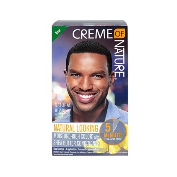 Creme Of Nature Crème de coloration pour cheveux pour hommes, noir naturel
