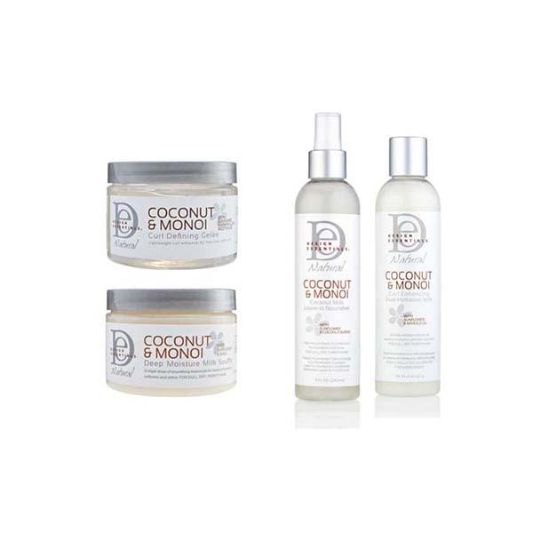 PACK DESIGN ESSENTIALS COCONUT & MONOÏ – ROUTINE DÉFINITION BOUCLES – 4 PRODUITS